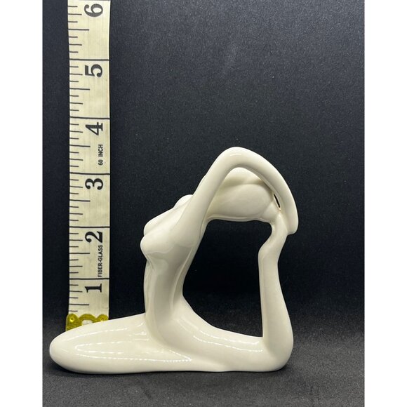 Ceramic Abstract Yoga Pose Sculpture Figure White 4" Tall - Picture 2 of 3